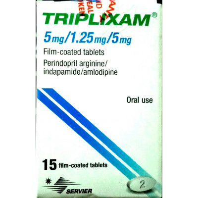 TRIPLIXAM 5/1.25/5MG  (AMLODIPINE + INDAPAMIDE + PERINDOPRIL ) 15 F.C.TABLETS